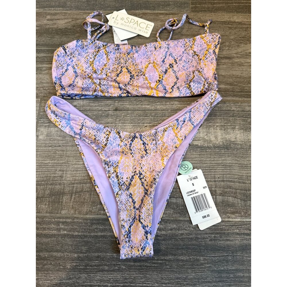 L SPACE By MONICA WISE Women's Purple Reversible Cabana/Rebel size SMALL NEW - Picture 3 of 7